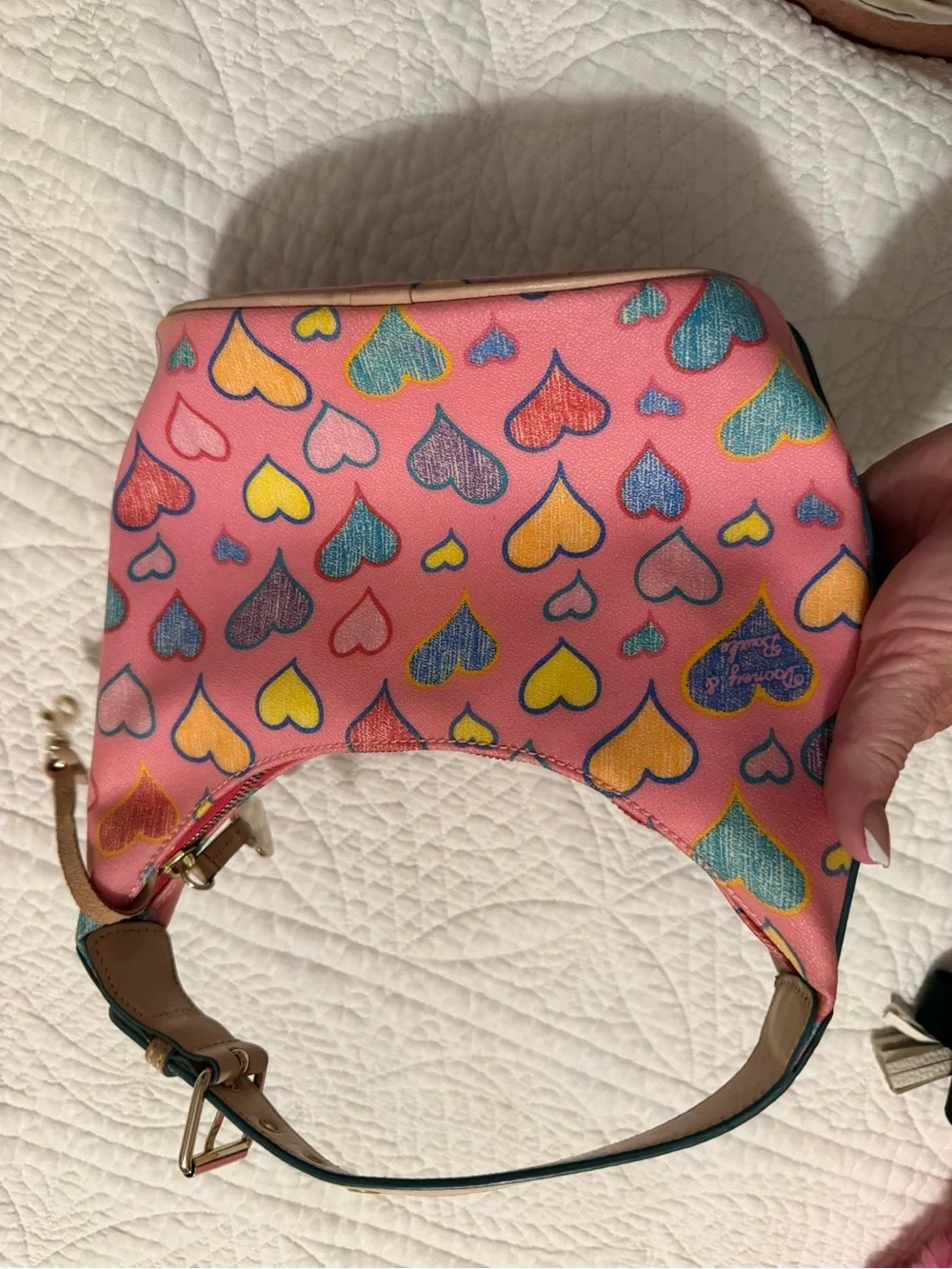 Dooney & Bourke Pink Multi-Heart Shoulder Bag